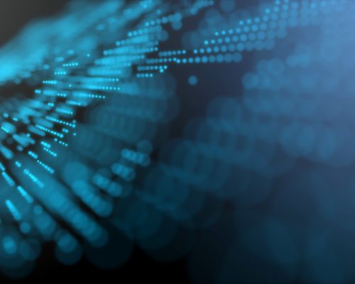 Blue futuristic stream Data Communication flying into digital technologic animation 3D rendering Blue futuristic stream Data Communication flying into digital technologic animation 3D rendering